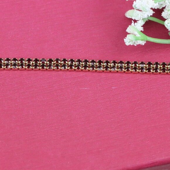 Rose Gold Bracelet with Red Stones, XPBL0683 - Picture 11 of 12